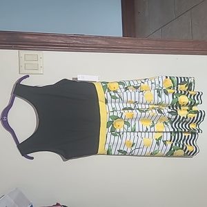 Chetta B sleeveless black and yellow Dress size 14